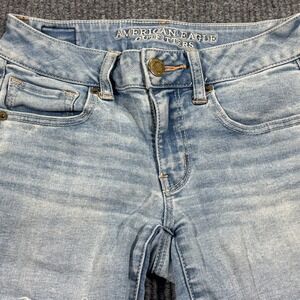 American Eagle Outfitters Denim Shorts Womens 2 Blue Super Super Stretch Cut Off